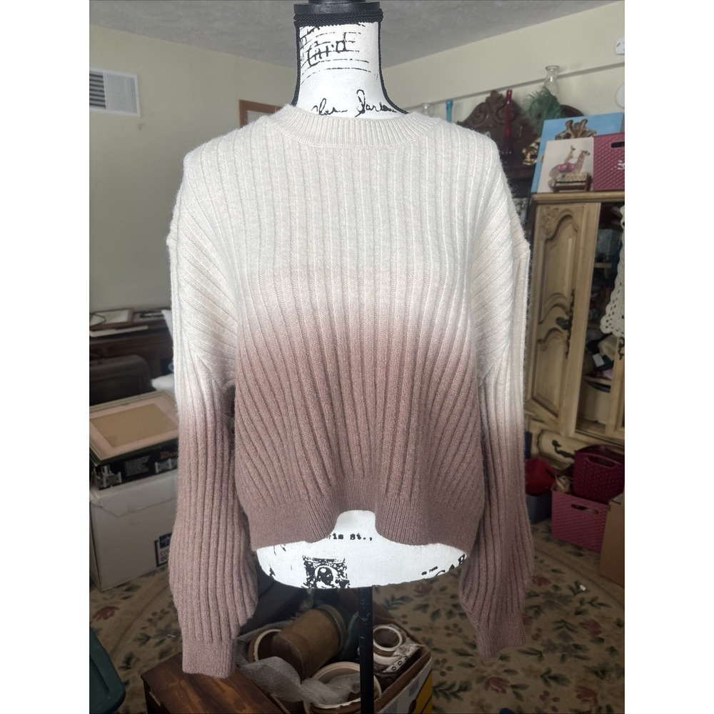 Cider Ribbed Sweater Women's‎ Large Cream To Brown